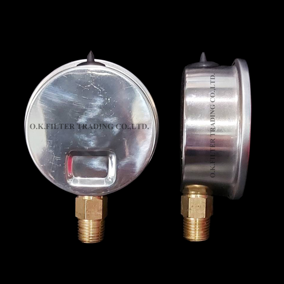 Oil Pressure Gauge 2.5" 0-350 PSI (0-25 Bar) มีน้ำมัน กันกระเทือน เกลียว 1/4" ยึดล่าง
