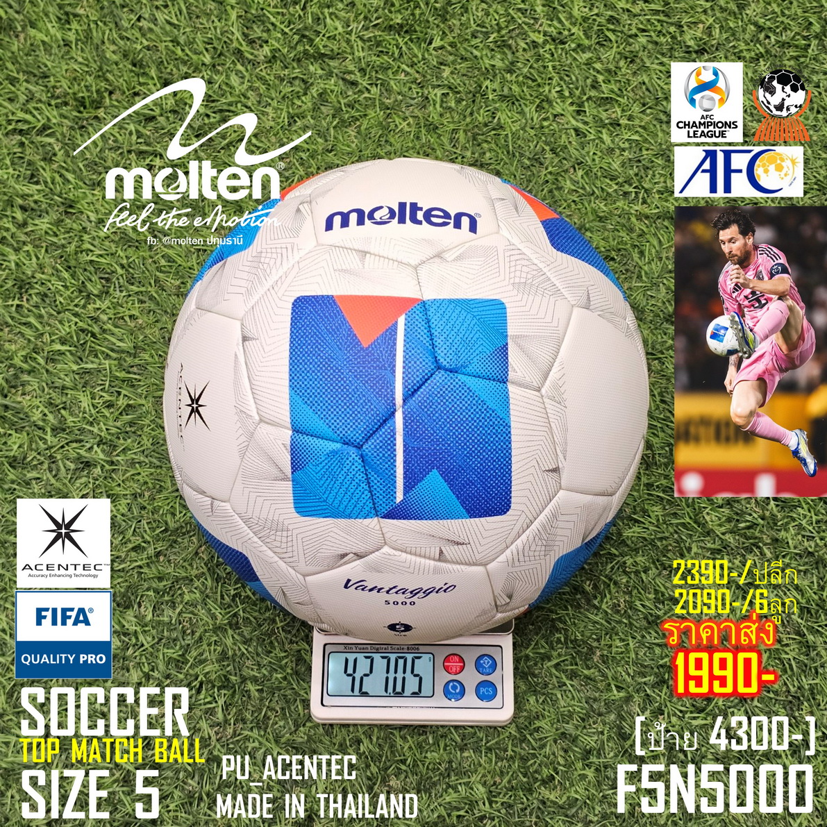 molten F5N5000 FIFA PRO PU TH Sz5 Top Match Ball