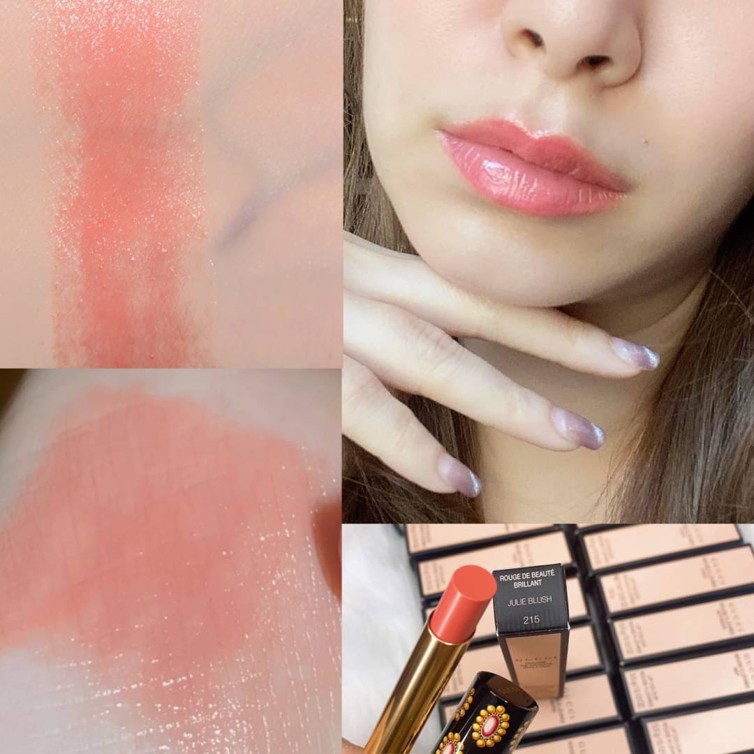ลิปสติก Gucci Rouge de Beaute Brillant Glow&Care Lip Colour 1.8g # 215 Julie blush