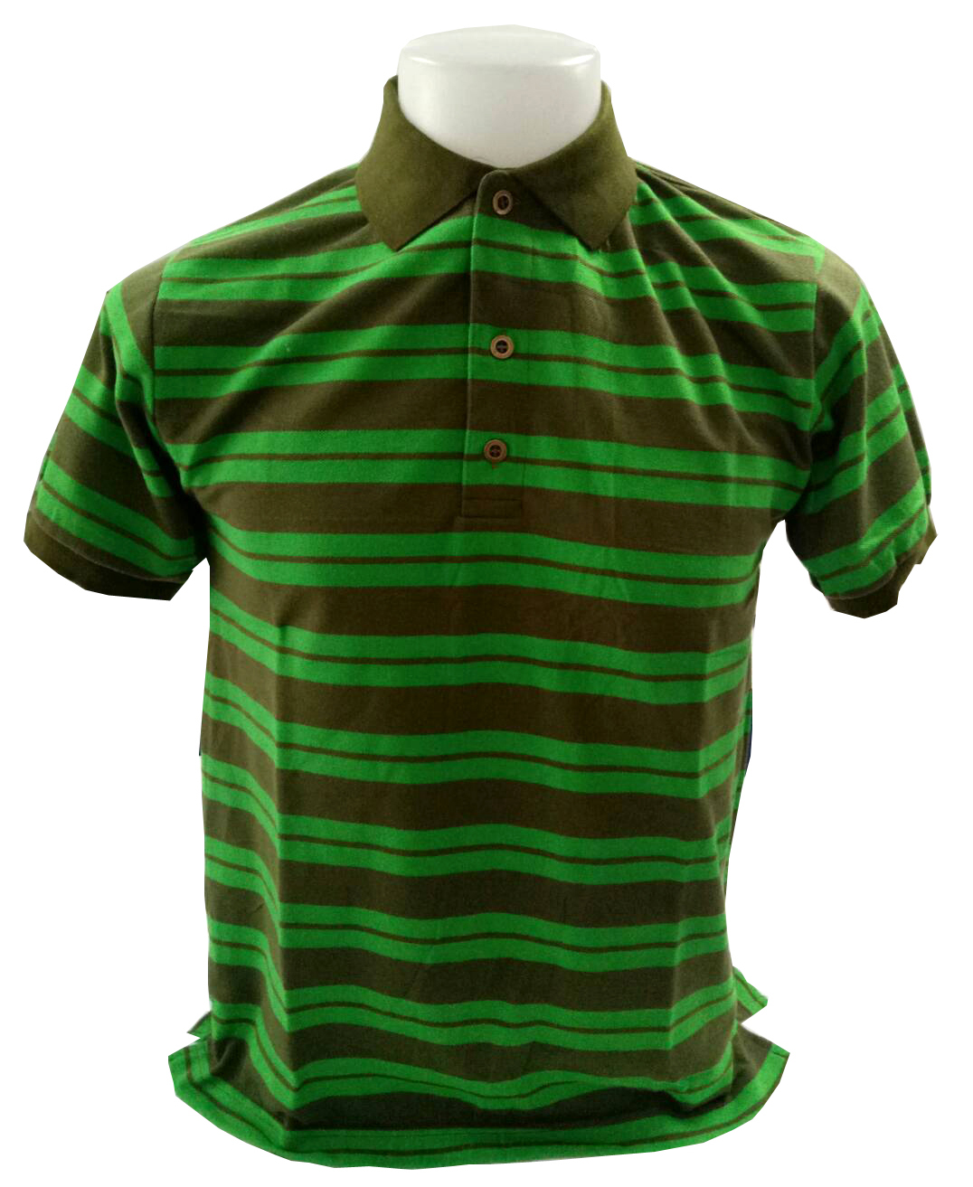 เสื้อโปโลลายทางสีเขียวขี้ม้า สีเขียวสดใส เสื้อโปโลชาย