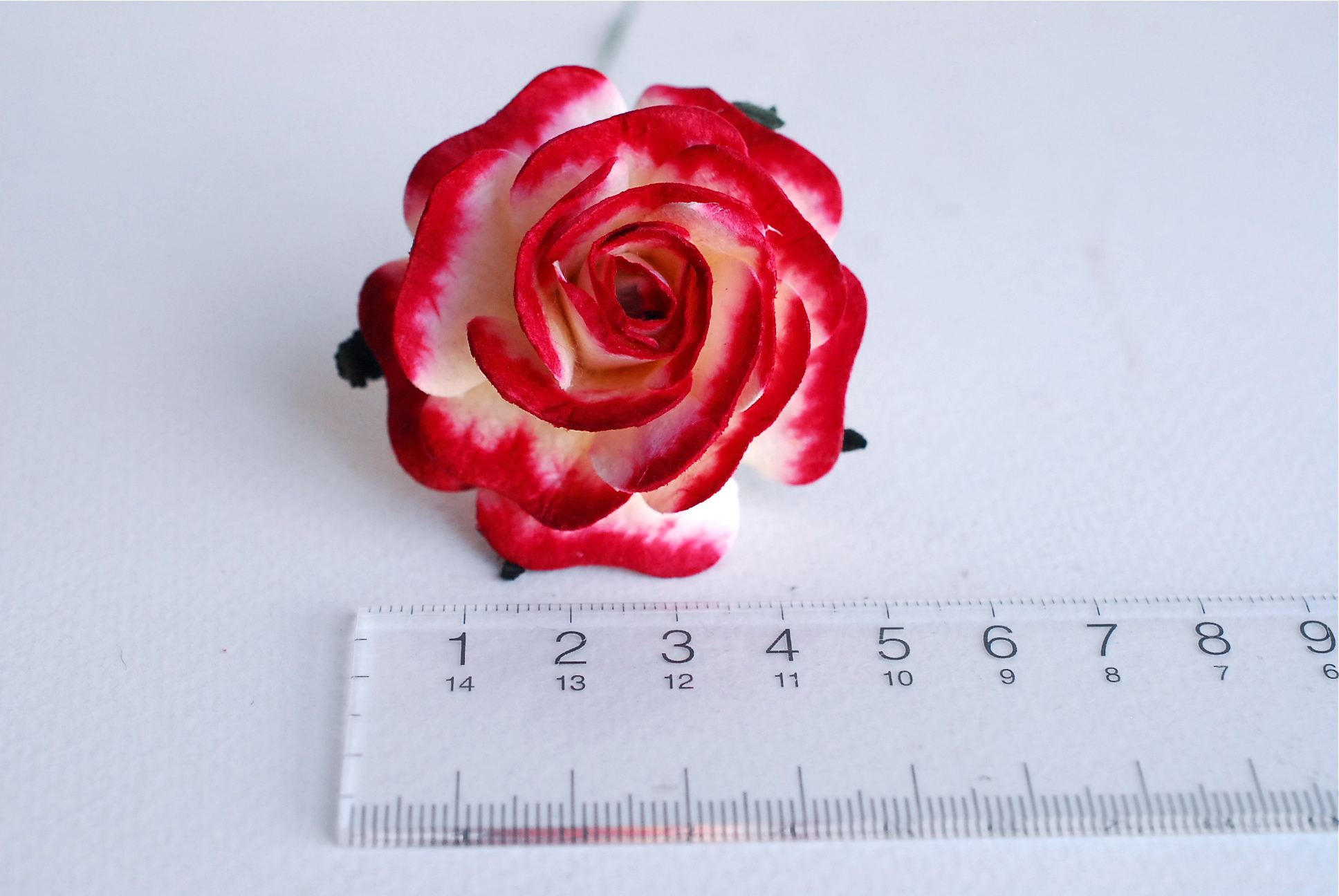 ดอกไม้กระดาษสา, สำหรับของชำร่วย, งานแต่งงาน, ดอกกุหลาบ PUL4-4 N ขนาด 4.5 cm. สีแดงปัด#507 สำเนา