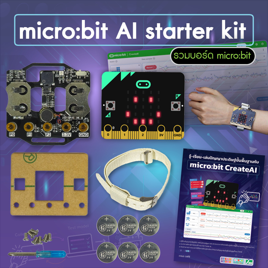 ชุดอุปกรณ์เพื่อการเรียนรู้ปัญญาประดิษฐ์ขั้นพื้นฐานกับ micro:bit CreateAI พร้อมบอร์ด micro:bit V2.2