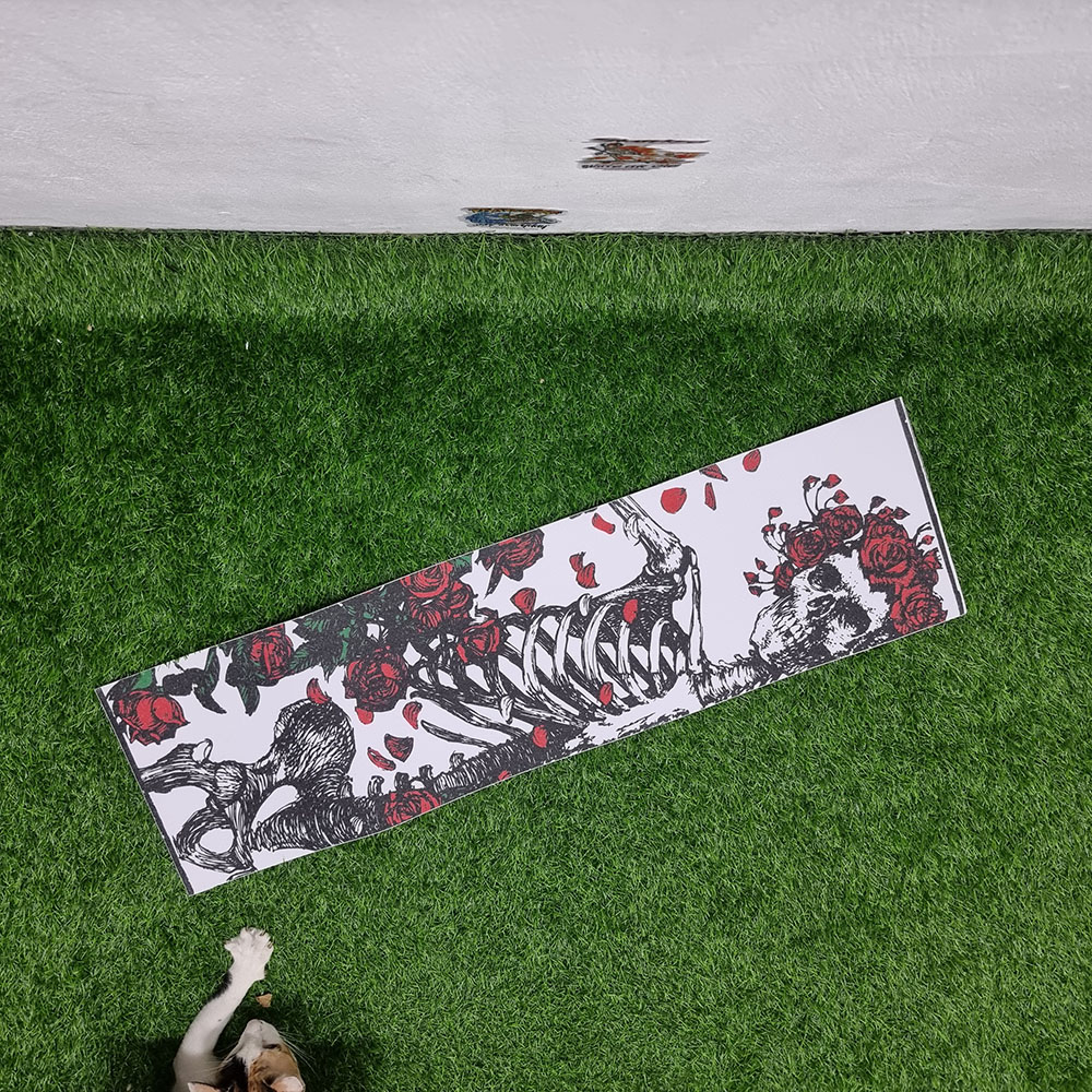 [0304] สติ๊กเกอร์กระดาษทราย ลายเห็ด กระโหลก ขนาด 83x24cm street skateboard Grip tape