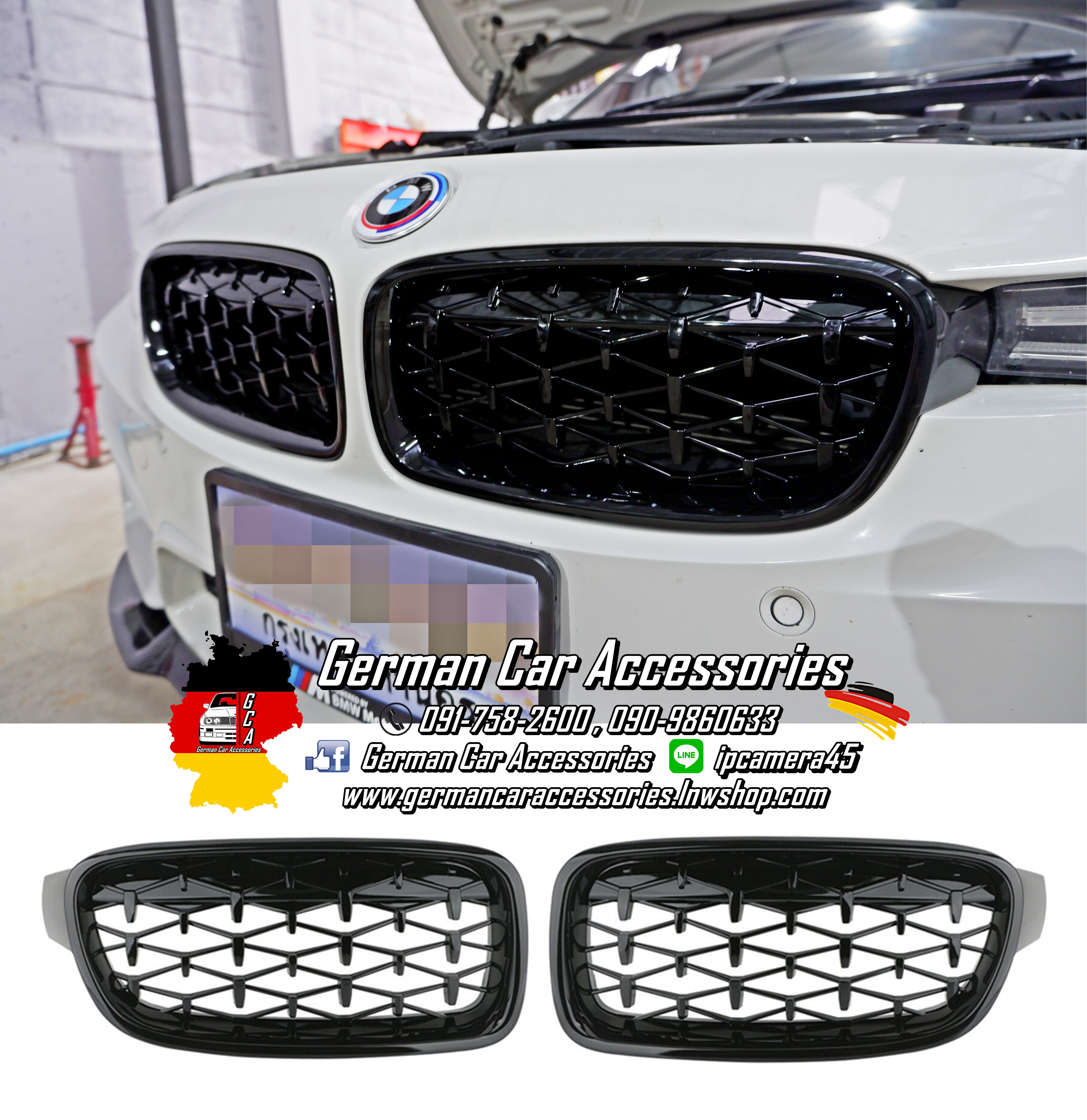 กระจังหน้าDiamond BMW F30 ดำเงาล้วน