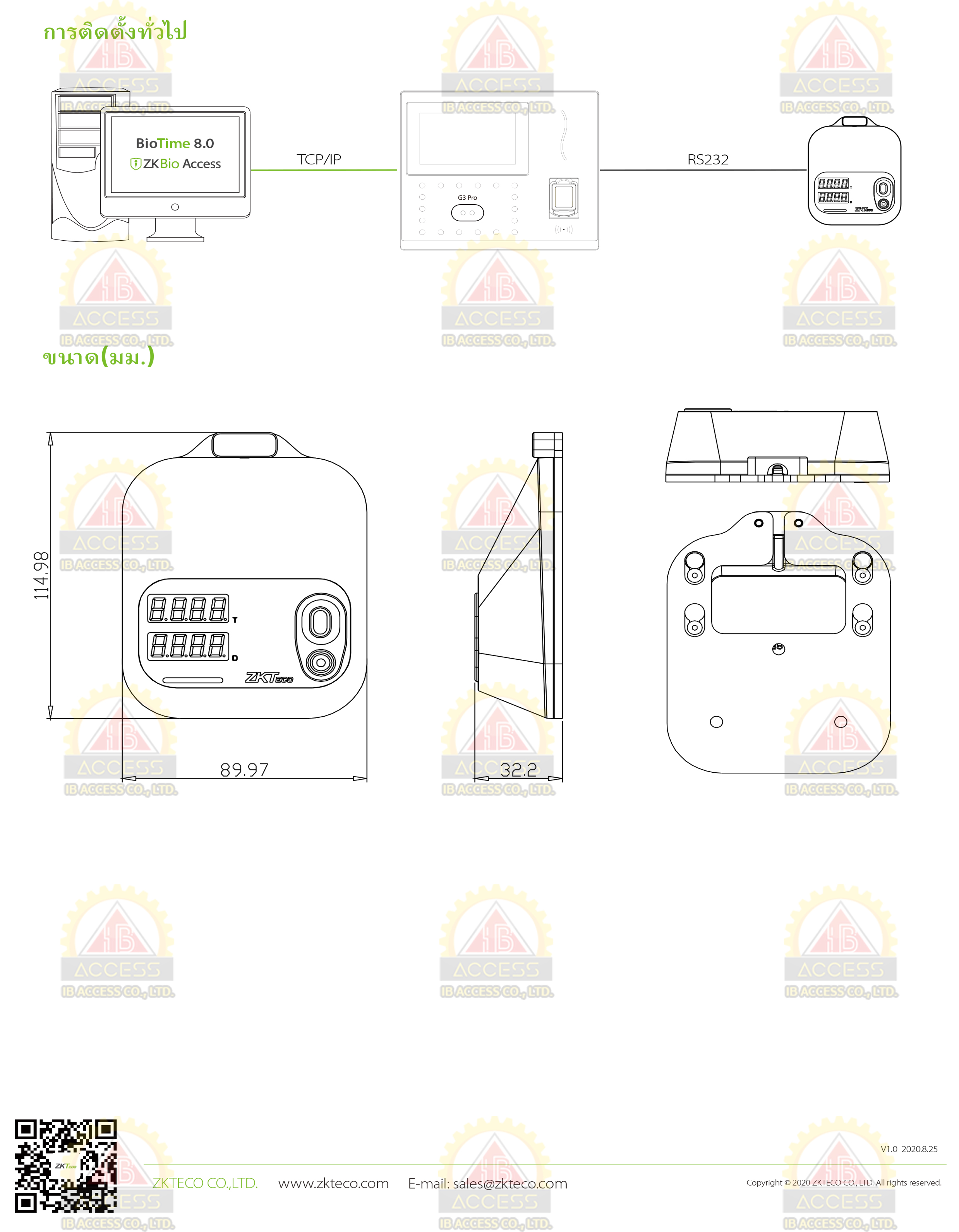 เครื่องวัดอุณหภูมิ ZKTeco รุ่น TDM95