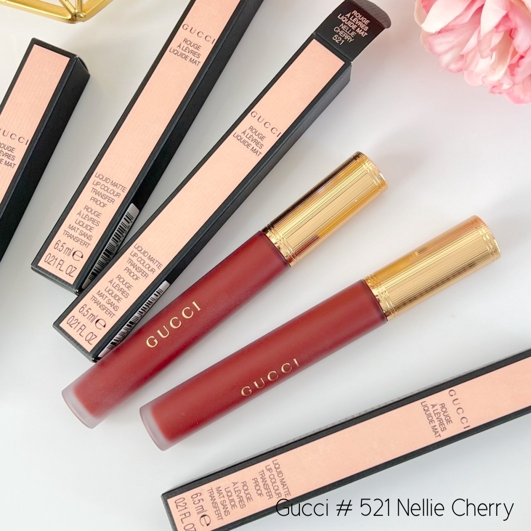 ลิปจุ่ม Gucci Rouge a Levres Liquide Mat Lip Colour 6.5ml # 521 Nellie Cherry