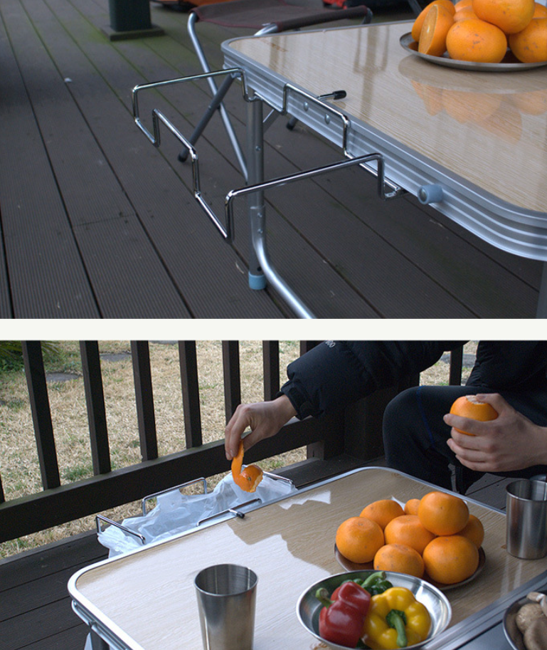 [1200] ชั้นเหล็กติดโต๊ะพับ อเนกประสงค์ แขวนถุง ตะกร้า สายไฟ