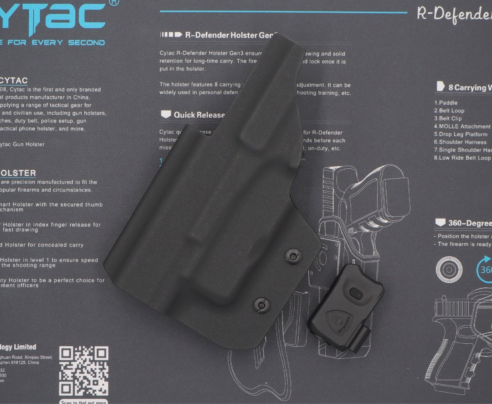 ไฟฉาย Warriorland SL-1 + ซองพกใน Kydex Glock 17/19/21/22 (Gen 3-5) & Glock 23/32 (Gen 4) (K2460)
