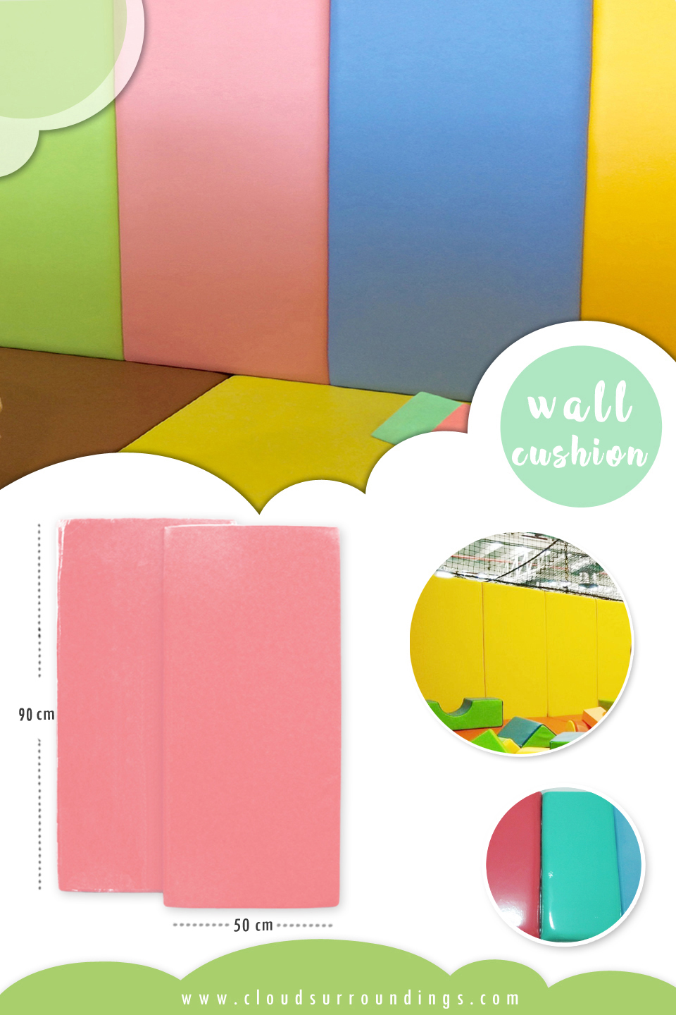 เบาะติดผนังกันกระแทก 50 x 90 ซม.
