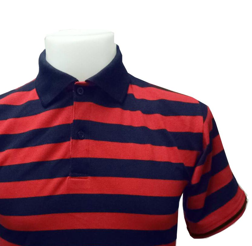 เสื้อโปโลลายทางสีแดง น้ำเงินกรมท่า