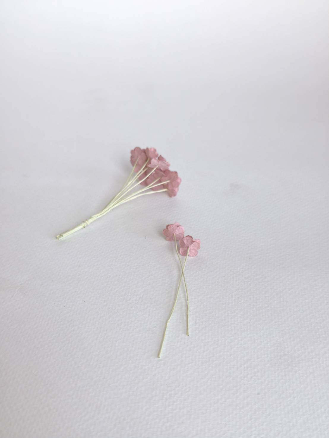 ดอกไม้กระดาษสา ดอกไม้กระดาษสาราคาส่ง ดอกไม้กระดาษสำหรับตกแต่ง งานแต่งงาน หรือติดของชำร่วย ดอก creeping lady 100 ดอก ขนาด 0.8 cm. สีชมพูตุ่น Small Paper Flower with stem, 100 pcs., size 0.8 cm., creeping flowers 2 layers, pink dusty color