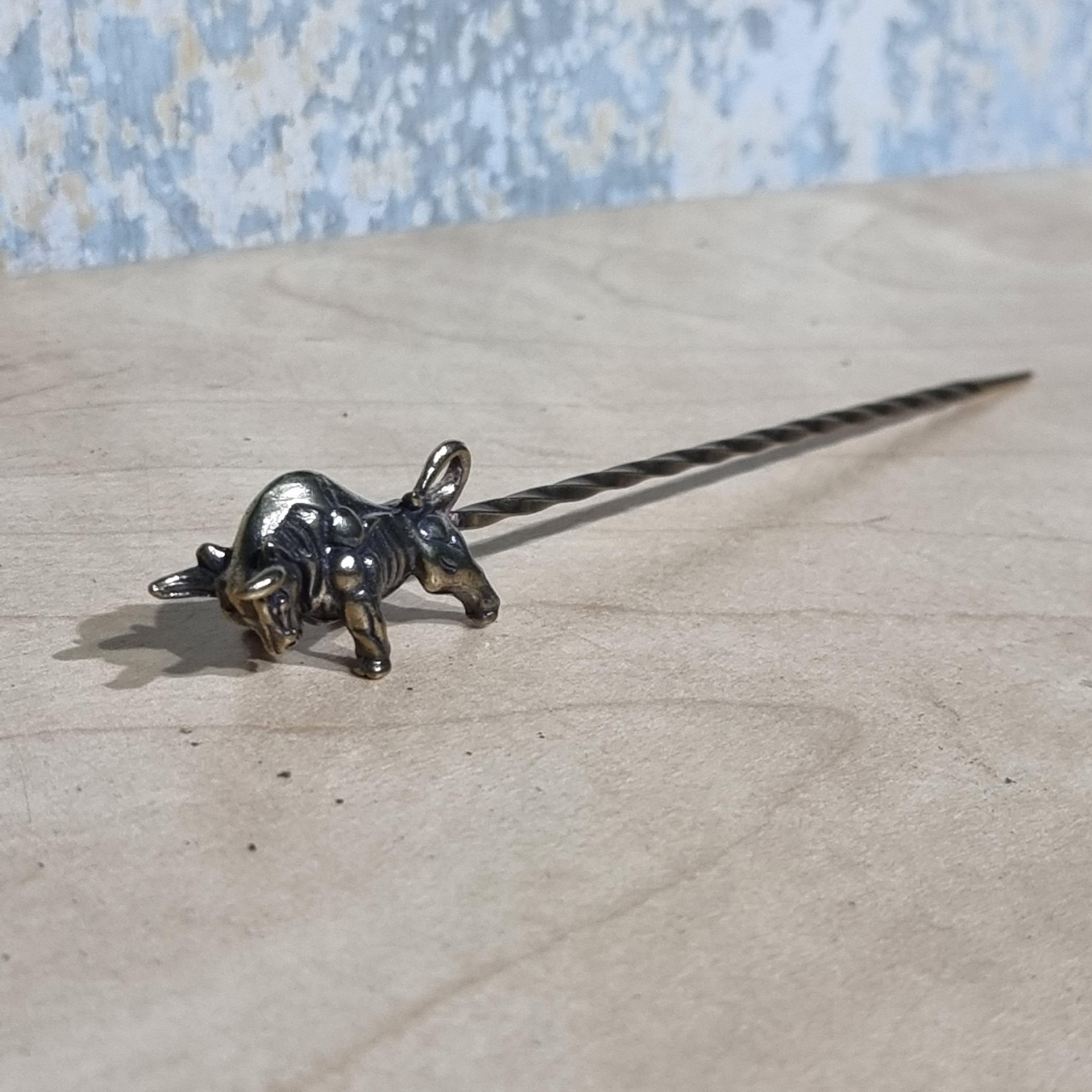 [1007] ไม้แยงทองเหลือง 12cm ลาย Vintage เข็มเกลียว cigar pass accessories smoking set