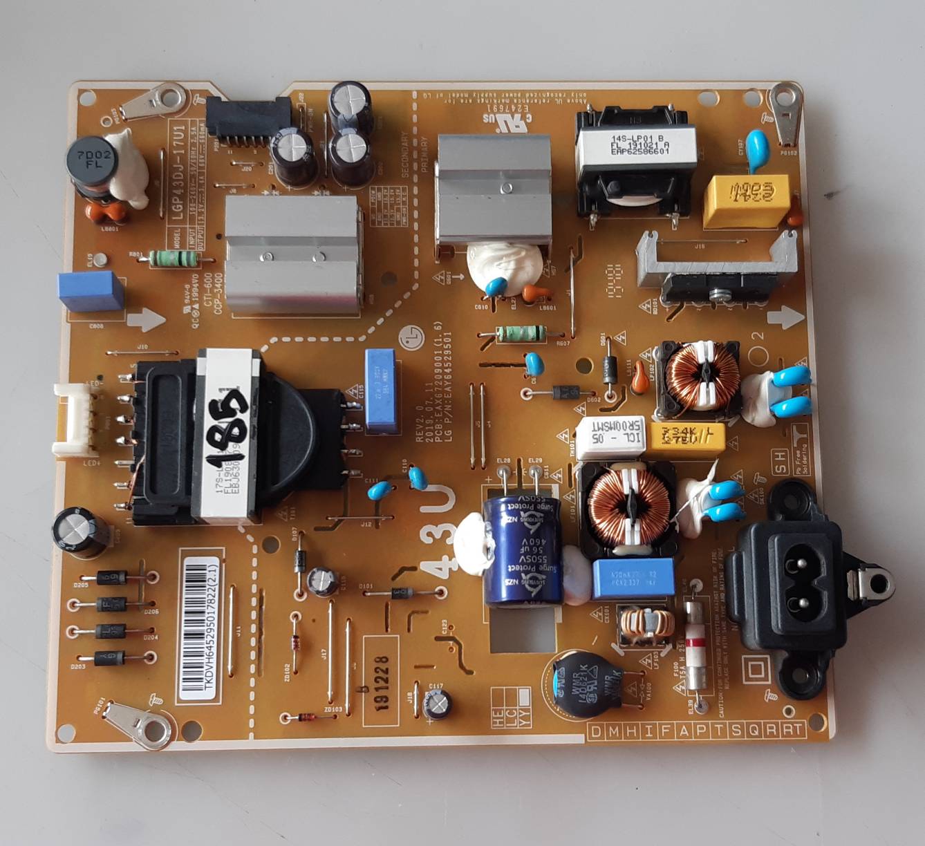อันที่ 185 LG 43UM7100PLB ซัฟฟลาย EAX67209001 EAY64529501 ดีเทสแล้ว