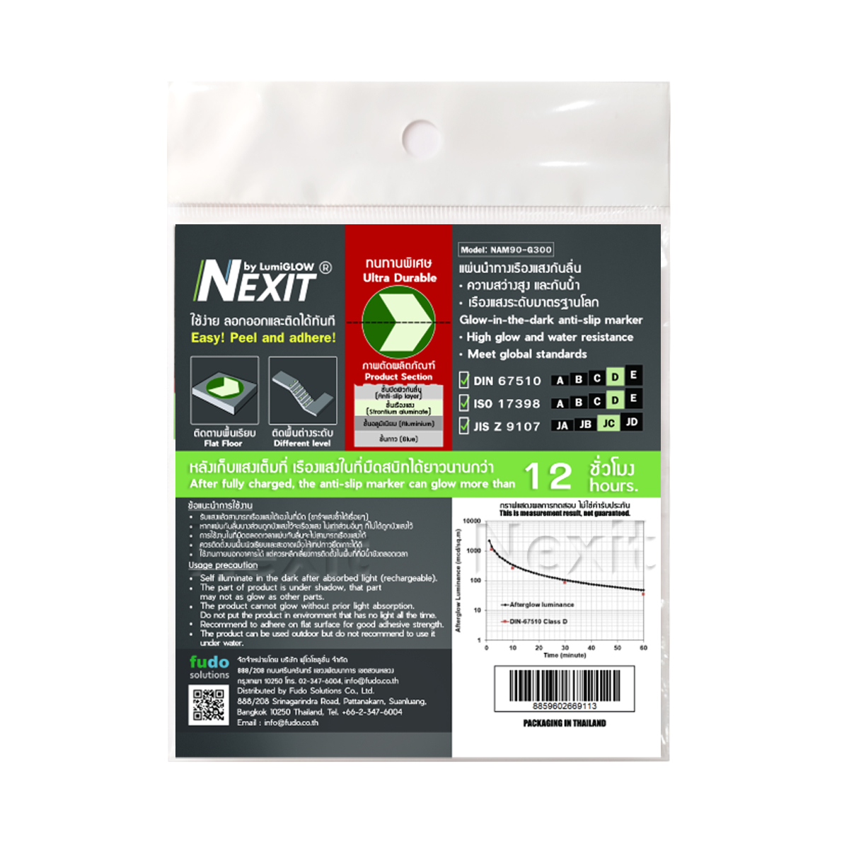 แผ่นกันลื่นเรืองแสง Nexit ขนาด 9 ซม. สว่างระดับ High Glow กันน้ำ สติ๊กเกอร์กันลื่น สติ๊กเกอร์ติดพื้น