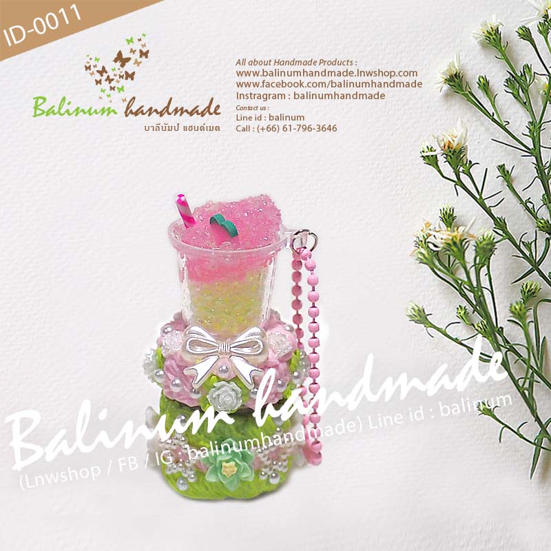 เคสยาดม DIY เรซิ่นแก้วน้ำแข็งใสเรืองแสงในสวนดอกไม้ ยาดมพิมเสนน้ำสำลี ตราโป๊ยเซียน (กระปุก 8 CC.) งานเคส DIY โดย บาลีนัมป์แฮนด์ เป็นงานเรซิ่นแท้100% ชมพู,เขียว (Pink,Green)