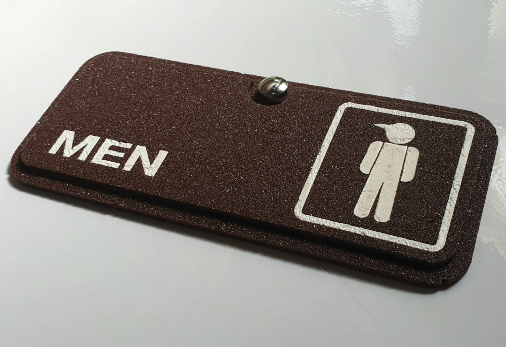 ป้ายห้องน้ำชาย ป้ายสุขาสวยๆ ป้าย restroom สีโอ๊ค เนื้อเรซิ่นหินทรายแท้