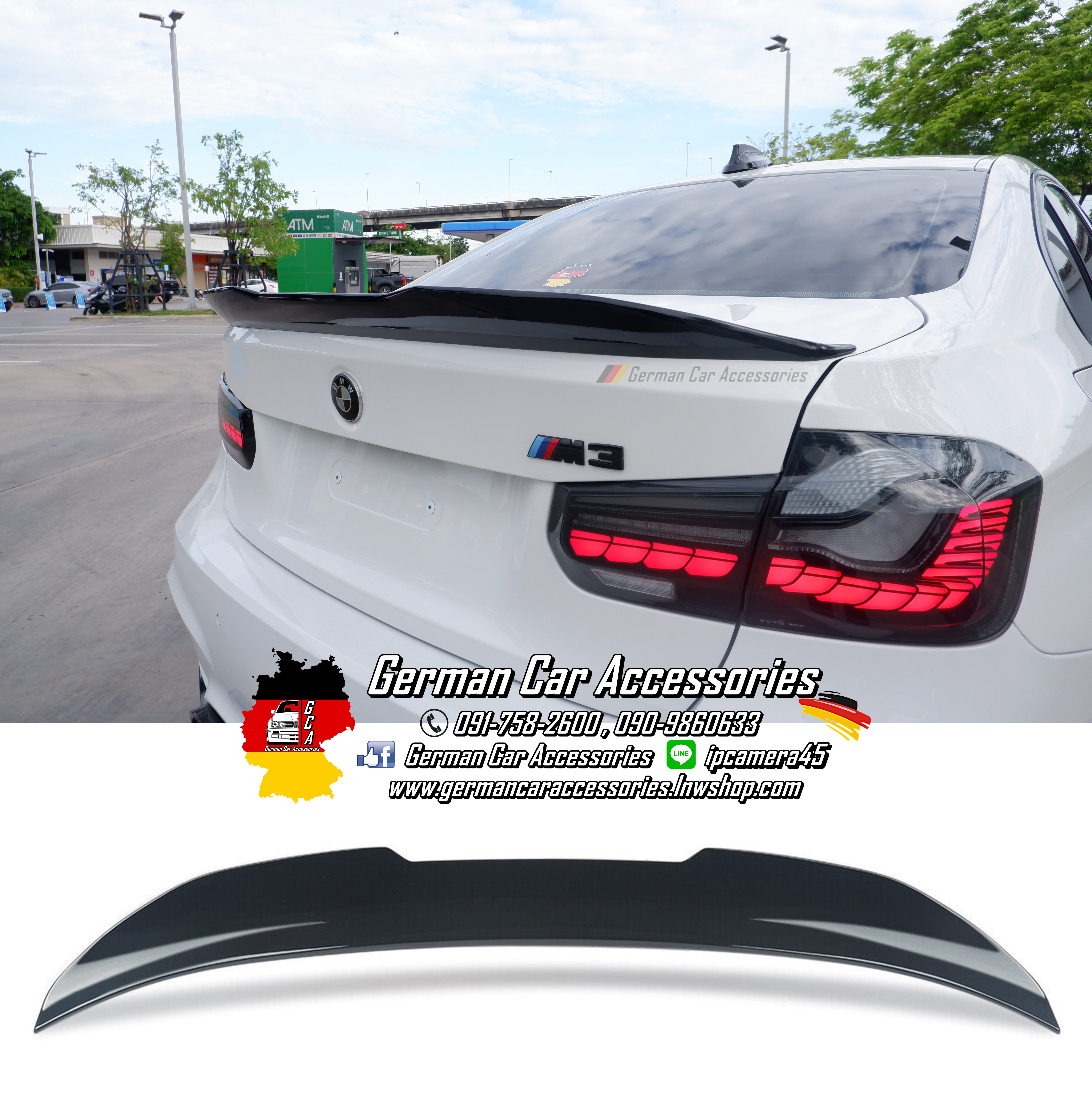 Spoiler สีดำเงา ทรงPSM BMW F30