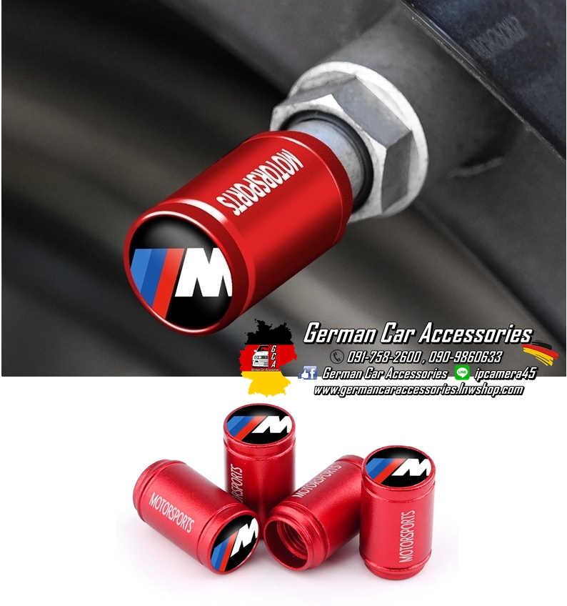 จุกลมยางสีแดง BMW Logo M