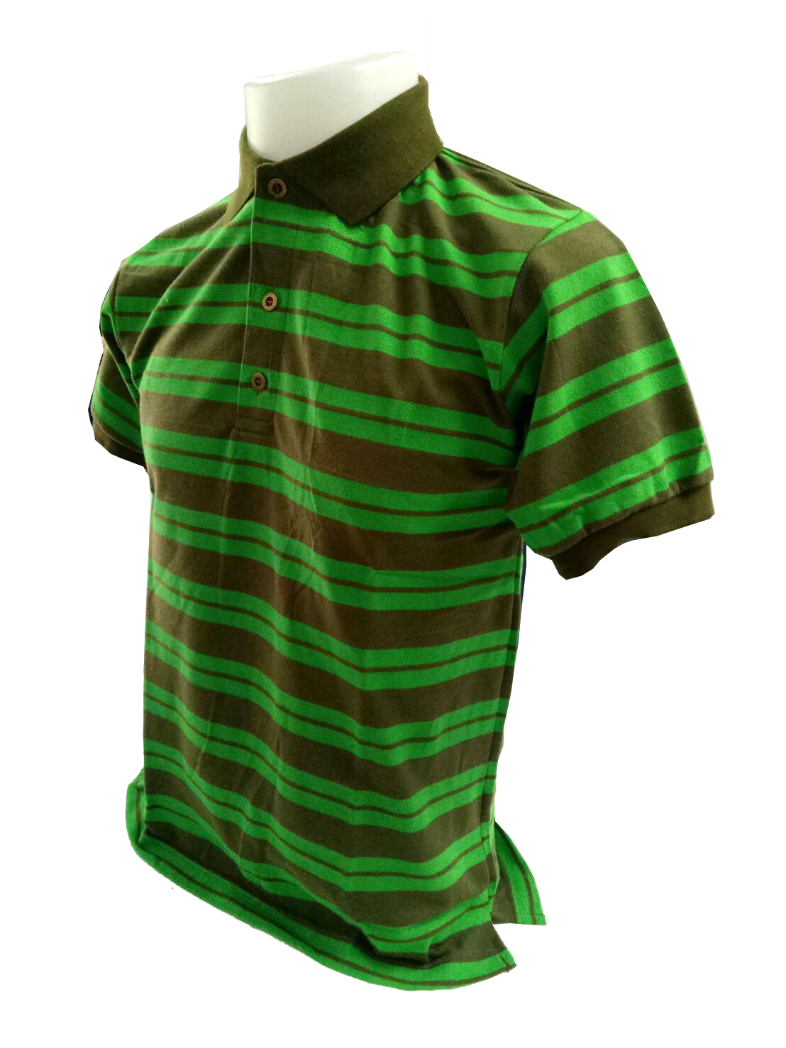 เสื้อโปโลลายทางสีเขียวขี้ม้า สีเขียวสดใส เสื้อโปโลชาย