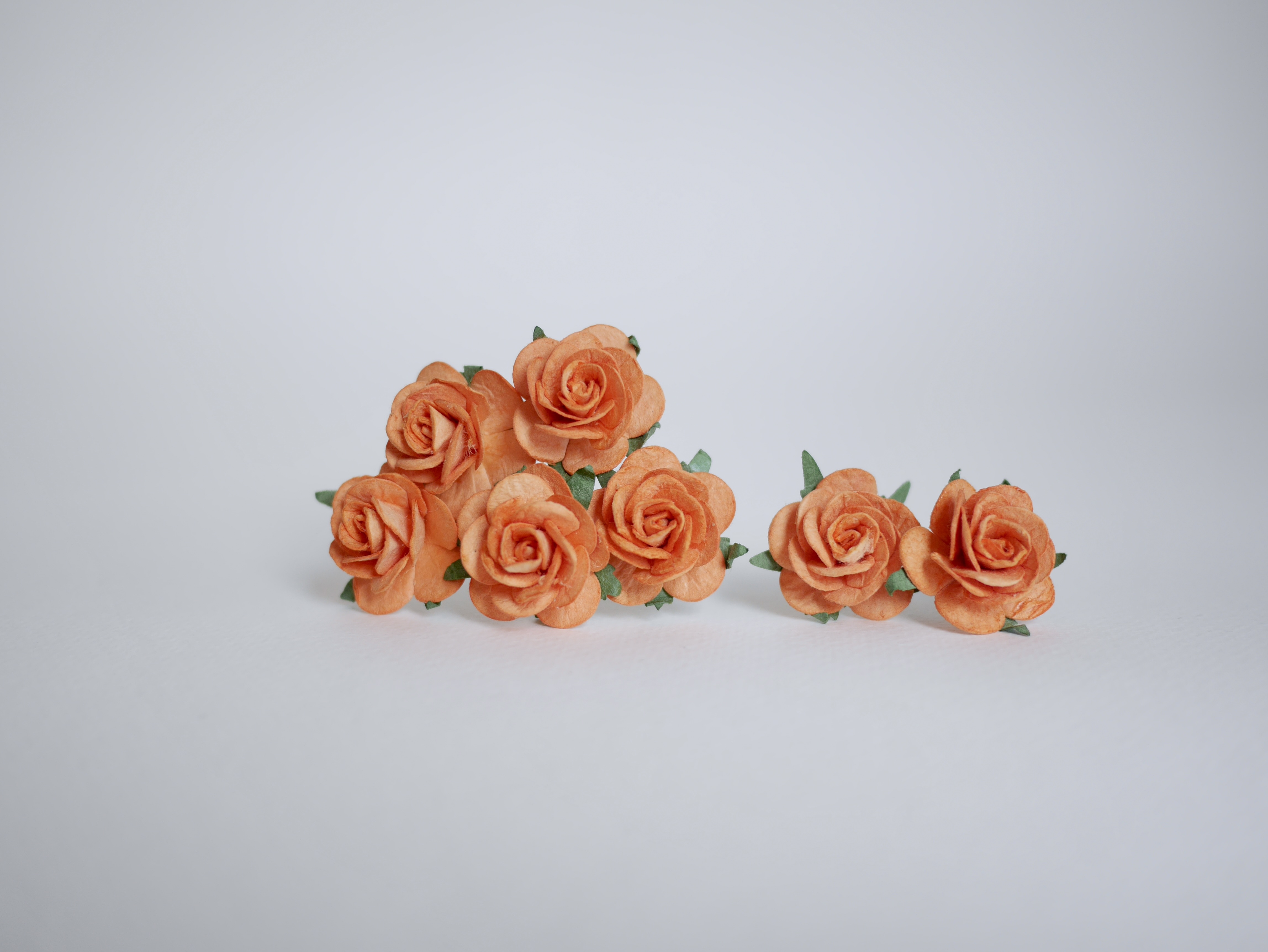 ดอกไม้กระดาษสา ราคาส่ง, ดอกกุหลาบกระดาษสา ดอกไม้ประดิษฐ์ ตกแต่งงานแต่งงาน ขนาด 2.5 cm., สำหรับของชำร่วย, งานแต่งงาน, ดอกไม้ทำข้อมือเจ้าสาว สีส้มอิฐ Paper flower, 50 Pieces mulberry rose, 2.5 cm. Fire orange color.