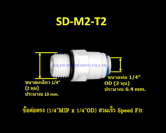 ข้อต่อตรง (1/4MIP x 1/4OD) สวมเร็ว Speed Fit