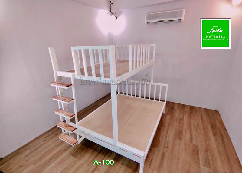 A100 เตียง 2 ชั้น A100 เตียงล่าง 5 ฟุต บน 3.5 ฟุต ขาว,ดำ