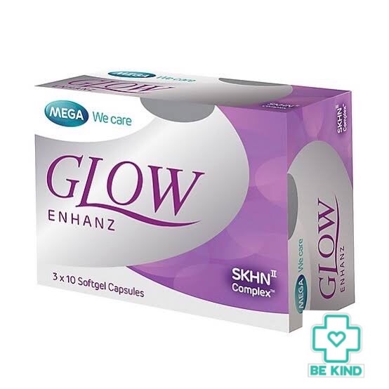 ผิวแข็งแรง Mega Glow Enhanz 30 Softgel Capsules. เมก้า โกล์ว เอ็นฮานซ์ 30 แคปซูลซอฟเจล