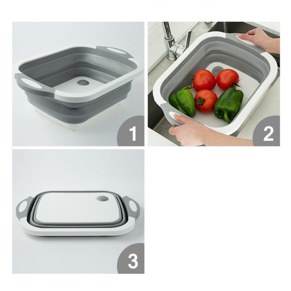 กะละมังพับได้ 3 in 1 เป็นได้ทั้งเขียง กะละมังล้างของ ที่ใส่ของ