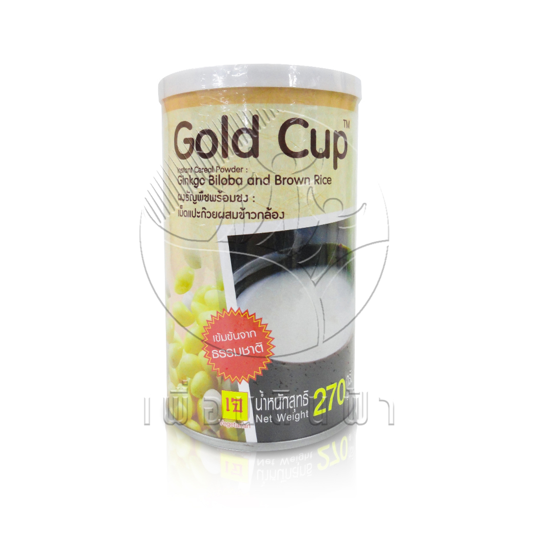 [โกลด์คัพ] Gold Cup ธัญพืชผงพร้อมชง เม็ดแปะก๊วยผสมข้าวกล้อง (เจ) 270g."เจ"
