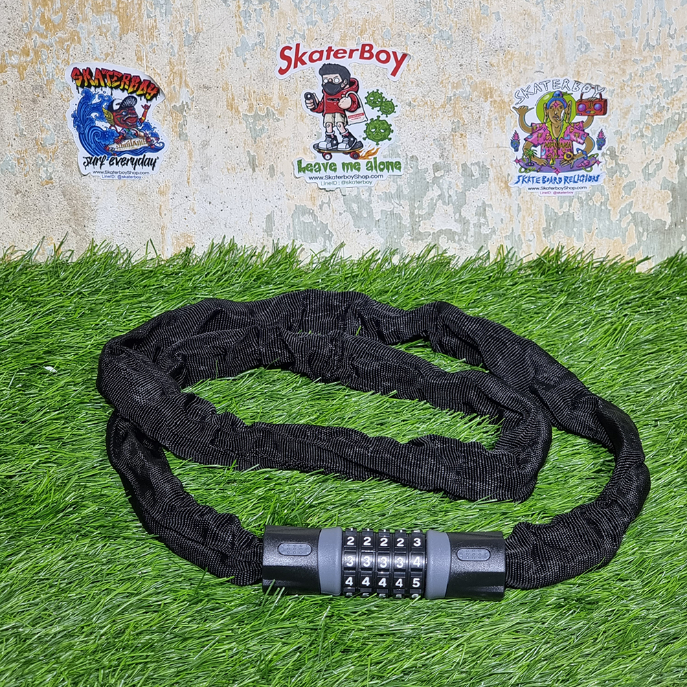 [0901] โซ่เหล็ก หุ้มผ้า ล็อคจักรยาน แบบอ่อน กันขโมย รหัสล็อค5หลัก หนา6มิล หมดปัญหาลืมกุญแจ