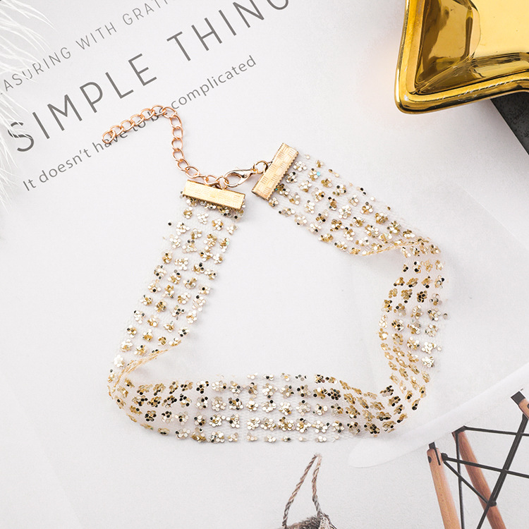 สร้อยคอแฟชั่นเกาหลีสไตล์โช๊กเกอร์ crystal gold dot สำหรับใส่ออกงานปาร์ตี้ต่างๆ