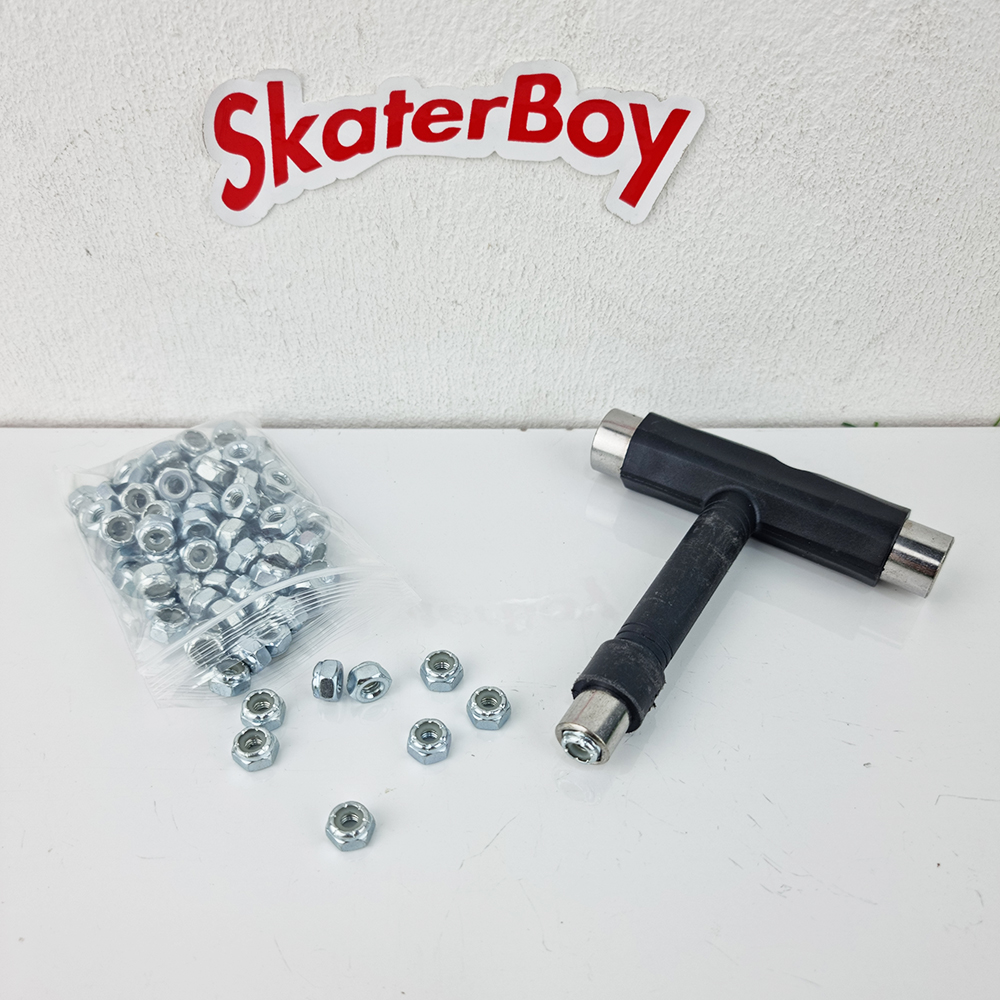 [0309] น็อตตัวเมีย ยึดทรัคสเก็ตบอร์ด สีดำ สีเงิน ใช้กับ skatetool ได้