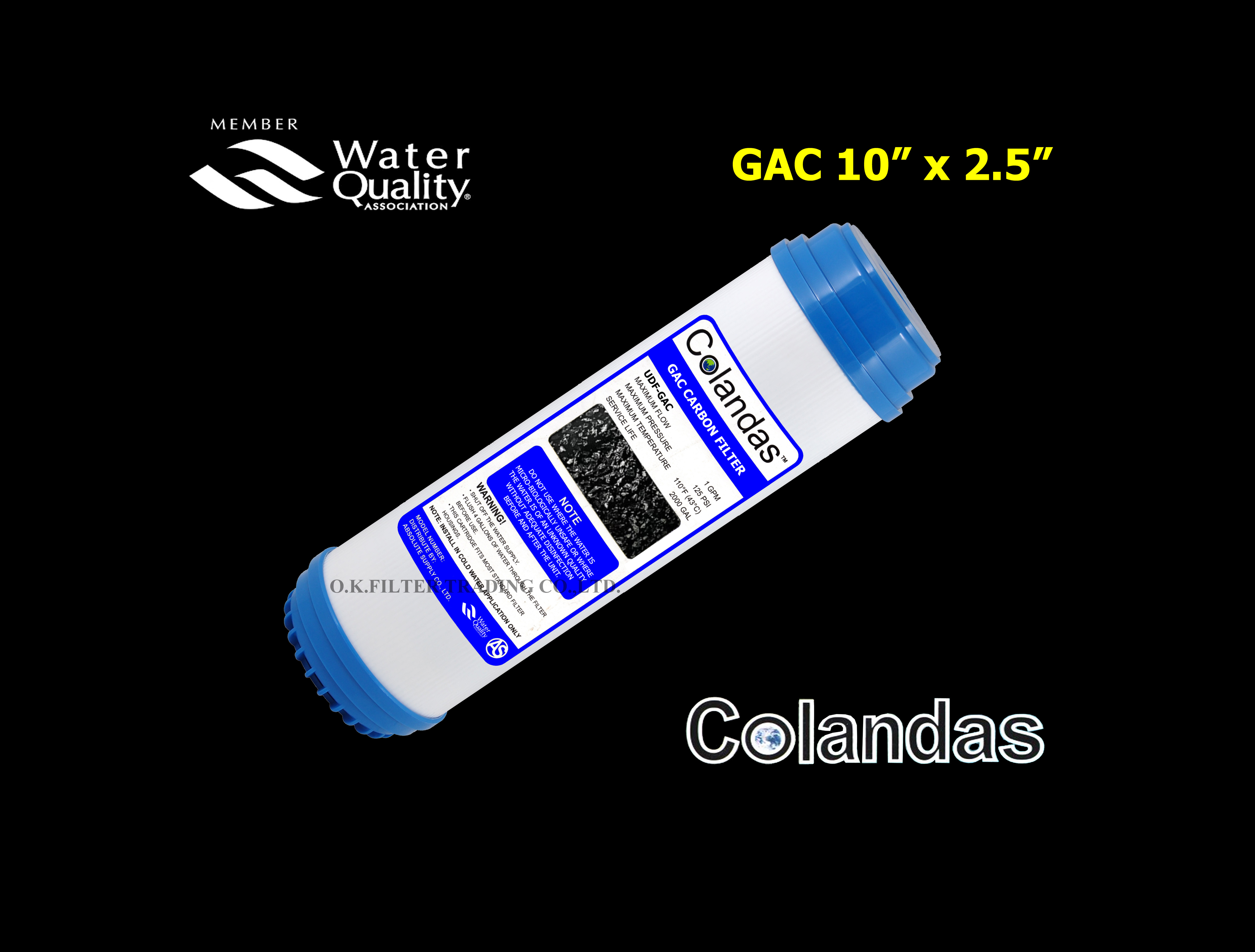 ไส้กรองน้ำ GAC Carbon 10 นิ้ว x 2.5 นิ้ว Colandas