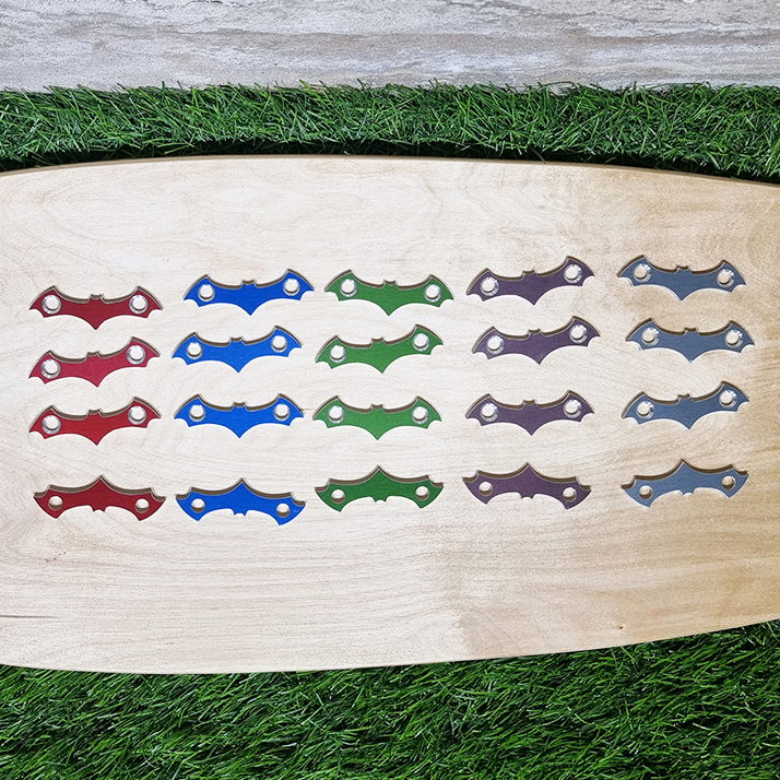 [0302] Skateboard truck nut plate Fixing nuts that sink into the wood, bat shape, anodized color.