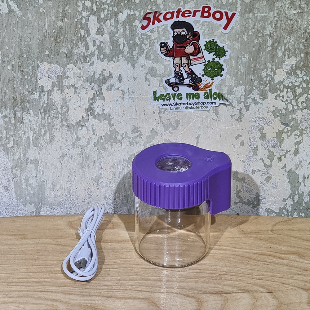 [1003] กระป๋อง เก็บดอก มีไฟ เลนส์10X ขยายบนล่าง ชมไตรโคม ขนาด 6x8cm พร้อมสายชาร์จ