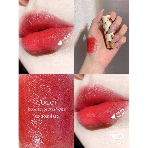 Gucci Lip Colour Rouge a Levres Sample Size # 25 Goldie Red (4 textures)