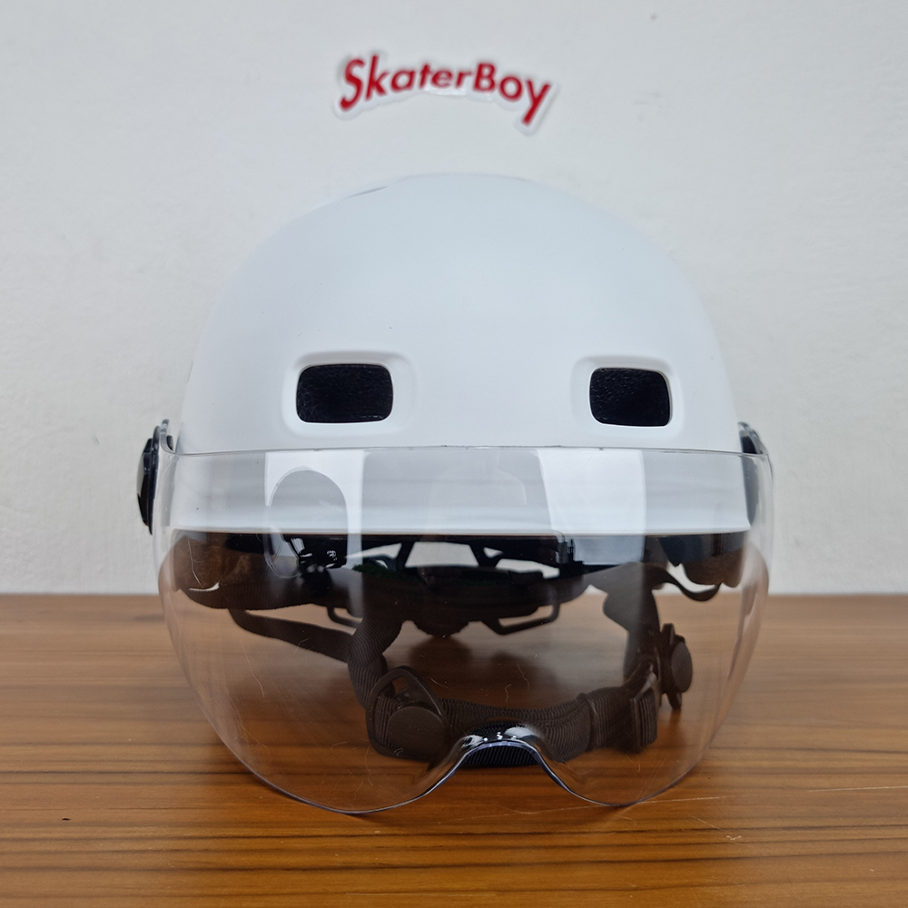 [0101][ลด50%] หมวกกันน็อค มีแว่นกันลม ปรับได้3ระดับ รอบหัว 58-60cm