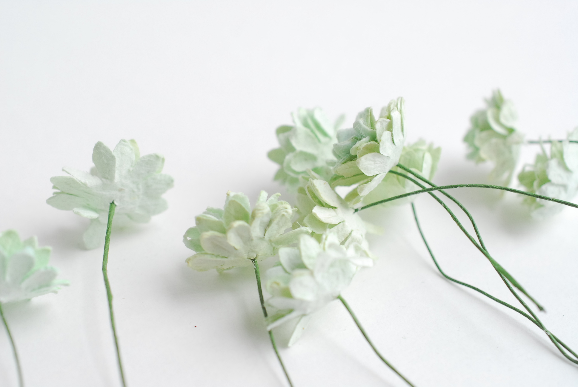 ดอกไม้ประดิษฐ์, ดอกไม้กระดาษสา, ดอก gypsophila, ดอกยิปโซ งานประดิษฐ์ตกแต่งของชำร่วย, ดอกไม้ทำพานพุ่ม,พานพวงมาลัย, พานรับไหว้, ขนาด 2 cm. สีเขียวมิ้นต์