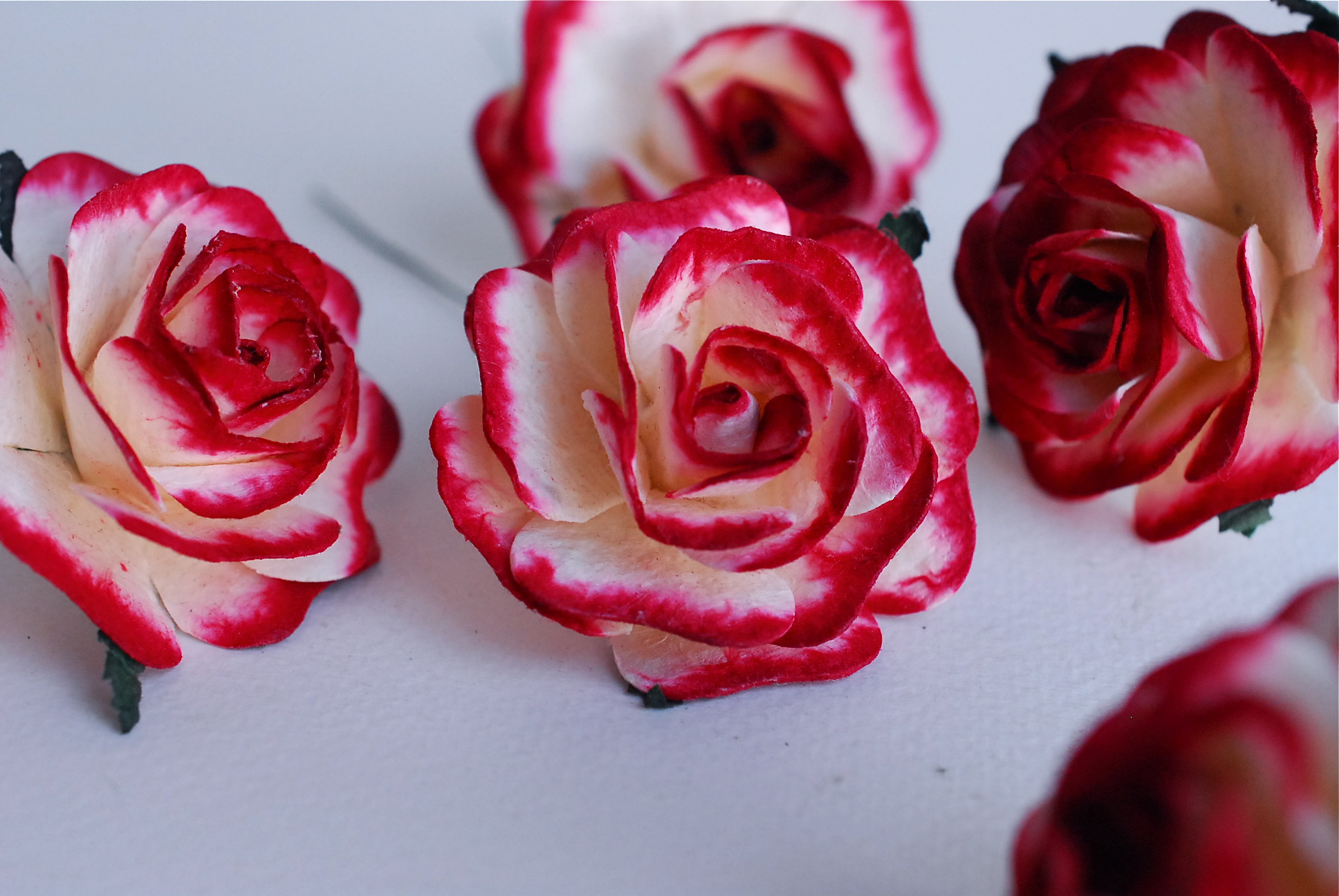 ดอกไม้กระดาษสา, สำหรับของชำร่วย, งานแต่งงาน, ดอกกุหลาบ PUL4-4 N ขนาด 4.5 cm. สีแดงปัด#507 สำเนา