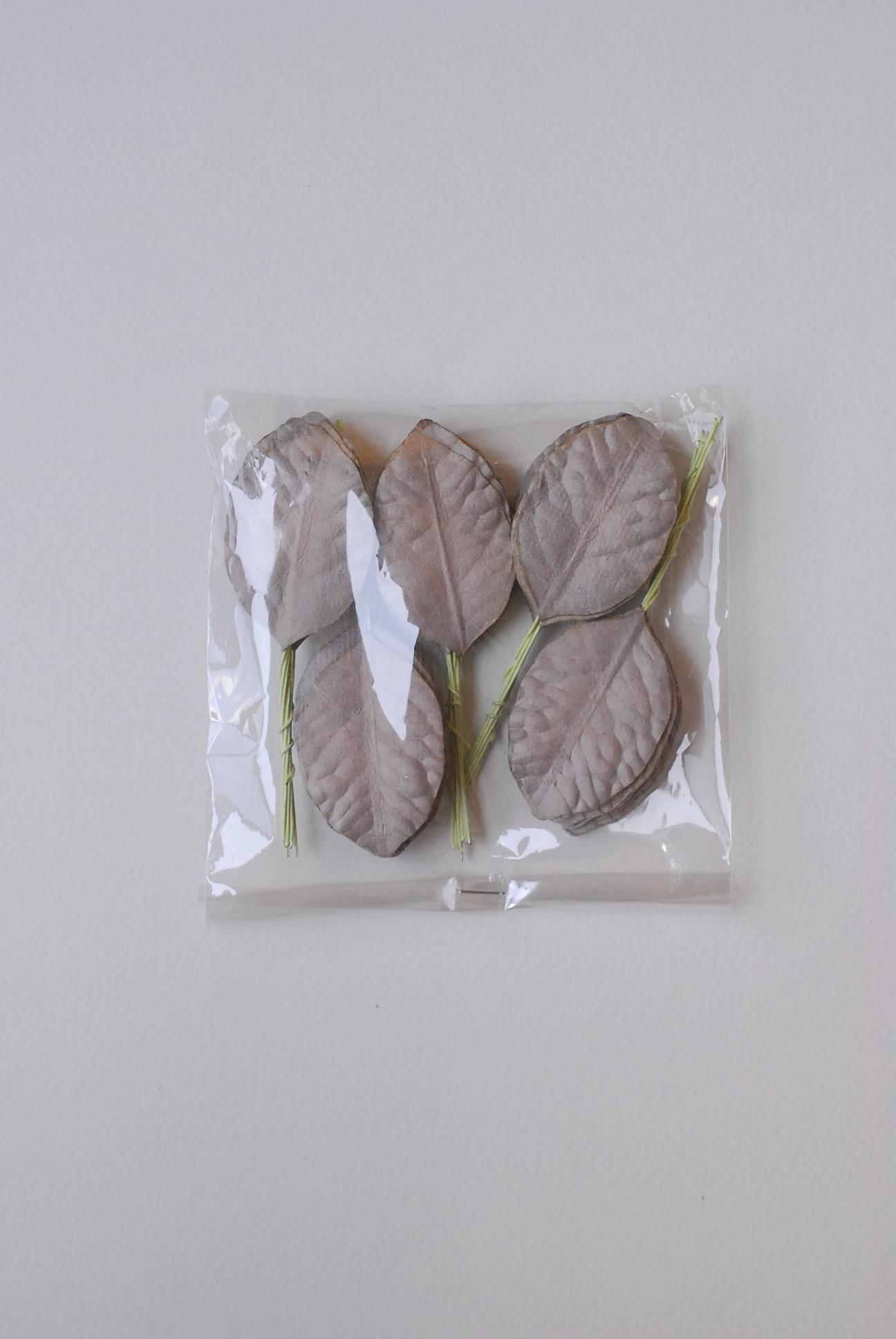 ใบไม้กระดาษ ใบไม้กระดาษสา ราคาส่ง,ใบไม้กุหลาบกระดาษ สำหรับดอกมะลิกระดาษสา ใบไม้ประดิษฐ์ สำหรับตกแต่ง หรืองานแต่งงาน สีเทา ขนาด 4.5x3.0 cm. จำนวน 50 ใบ