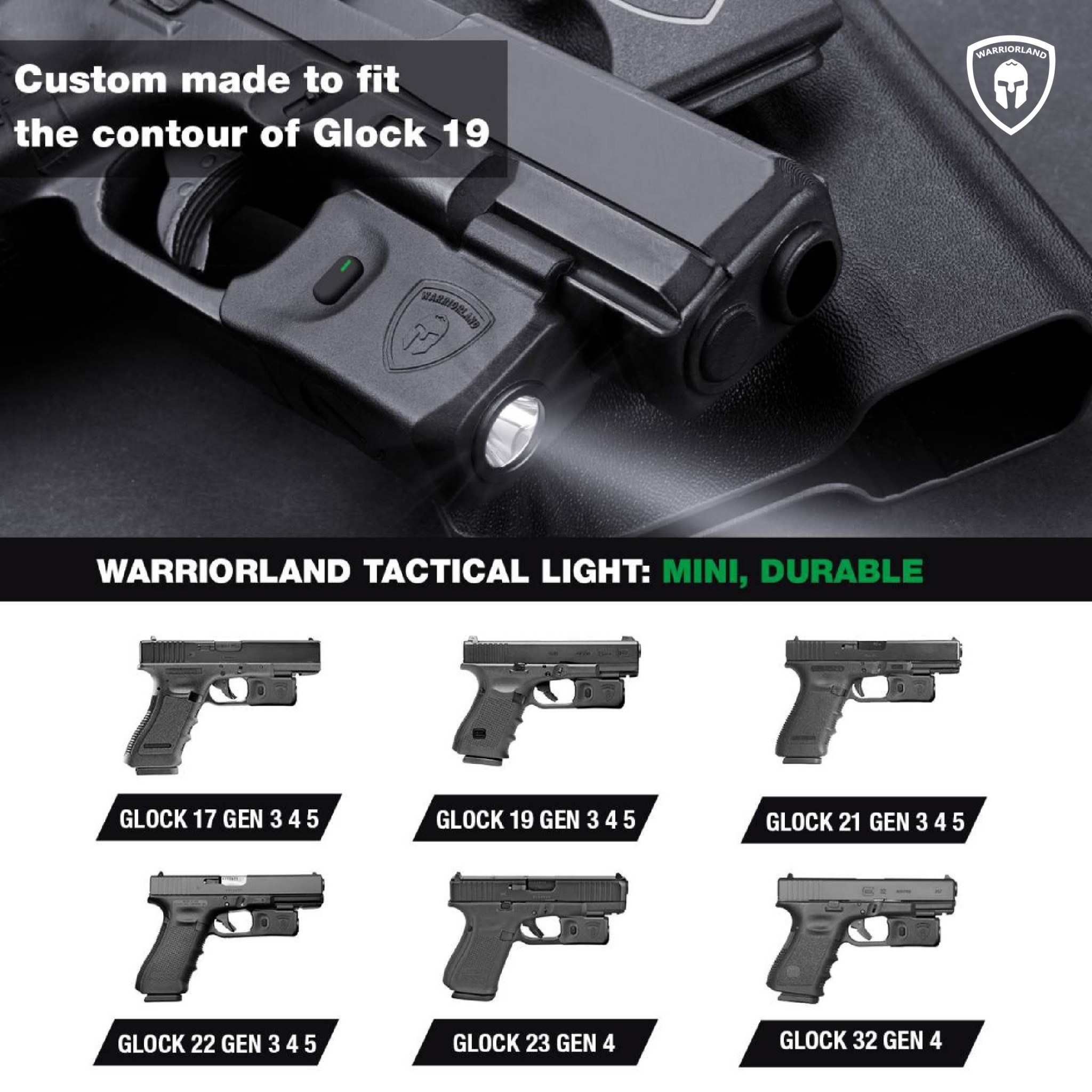 ไฟฉาย Warriorland SL-1 + ซองพกใน Kydex Glock 17/19/21/22 (Gen 3-5) & Glock 23/32 (Gen 4) (K2460)