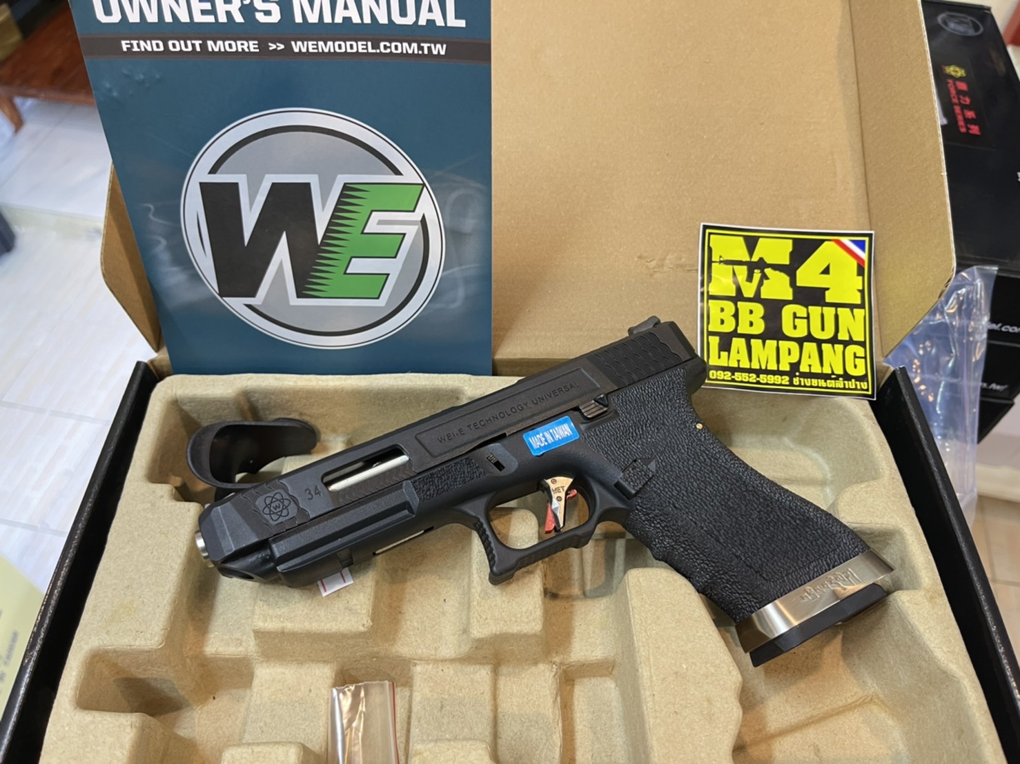 WE - Glock 34 G-Force T1 เฟรมดำ สไลด์ดำ ท่อเงิน