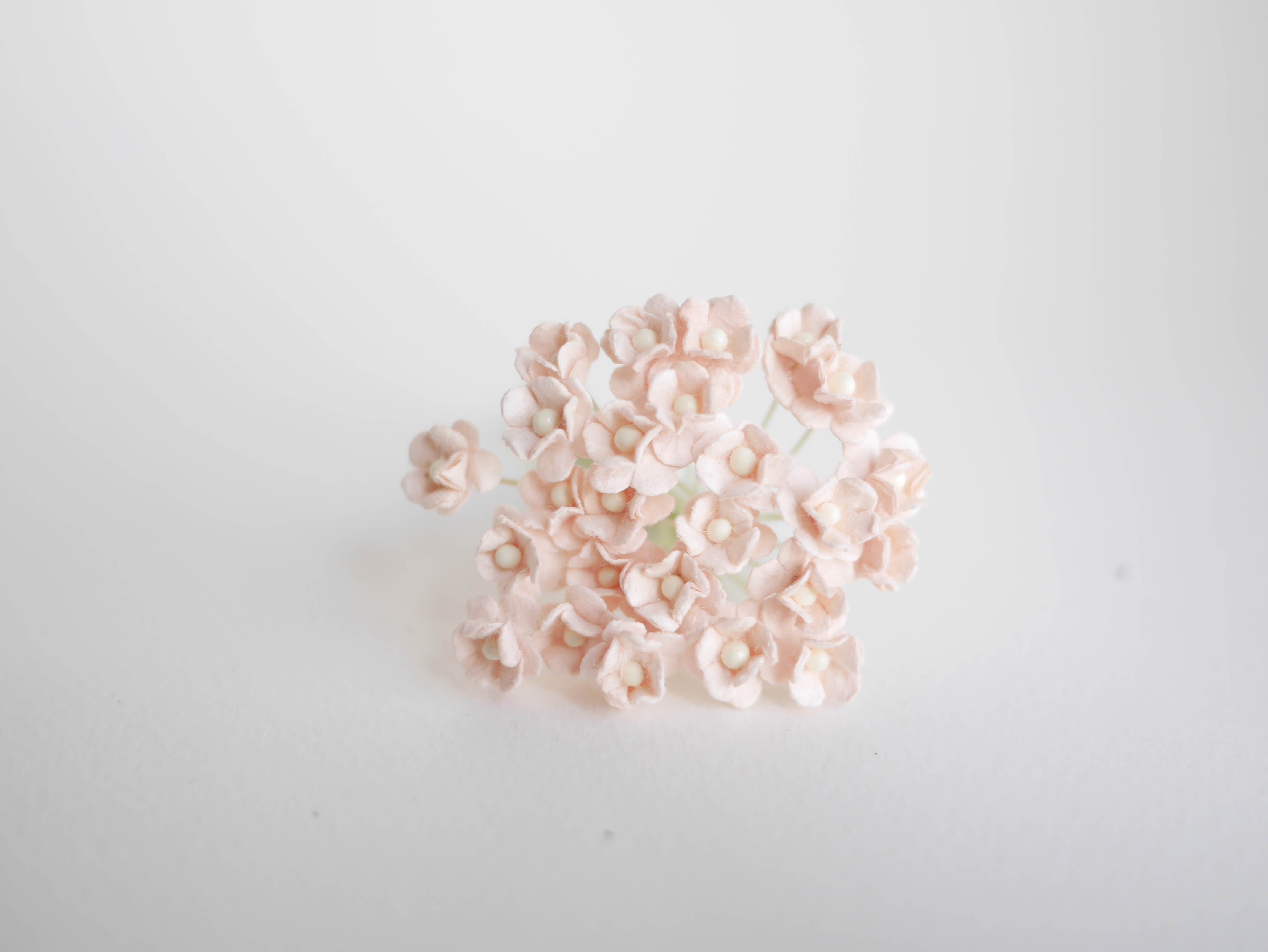 ดอกไม้กระดาษสา ดอกไม้กระดาษสาราคาส่ง ดอกไม้กระดาษสำหรับตกแต่ง งานแต่งงาน หรือติดของชำร่วย ดอก creeping lady 100 ดอก ขนาด 0.8 cm. สีชมพูพีชอ่อน Small Paper Flower with stem, 100 pcs., size 0.8 cm., creeping flowers 2 layers, pale pink color