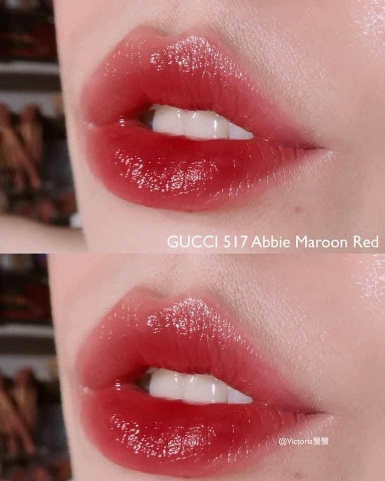 Gucci Rouge de Beaute Brillant Glow&Care Lip Colour 1.8g # 517 Abbie Maroon Red