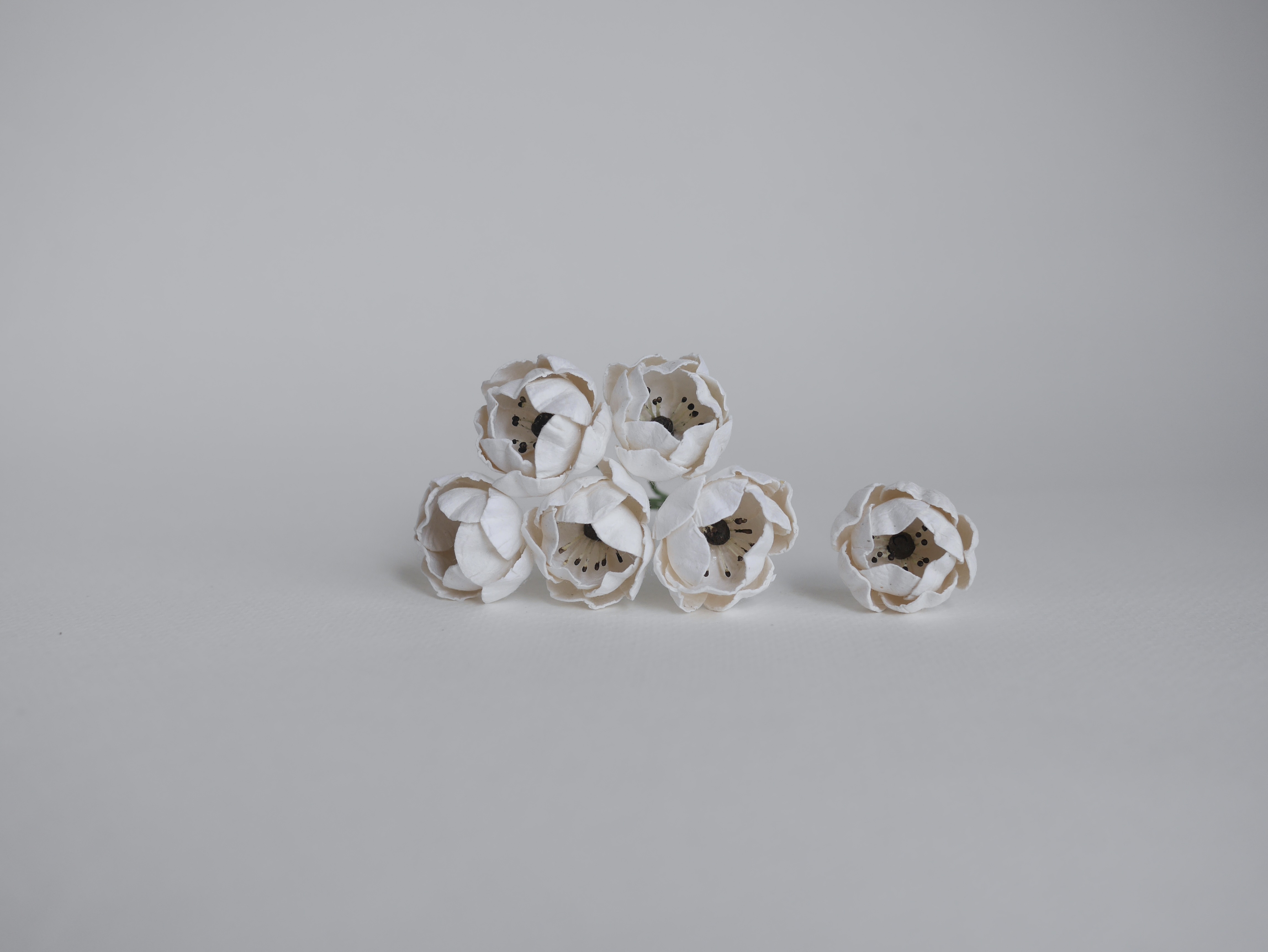 ดอกกุหลาบกระดาษสา peony ดอกไม้กระดาษสาราคาส่ง, ดอกไม้กระดาษ,ดอกไม้ประดิษฐ์ สำหรับตกแต่งของชำร่วย งานแต่งงาน ดอกกุหลาบกลม peony ขนาด 3.5 cm. จำนวน 25 ดอก, สีขาว เกสรสีดำ Paper Flowers, Peony flowers supplies size 3.5cm./ 25 pieces, handmade flower