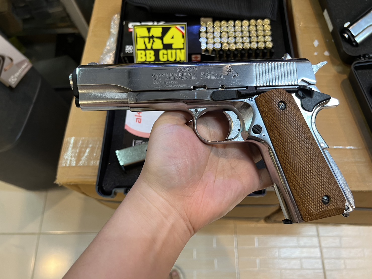 AKSA COLT 1911 ลาย Government สีเงินเงา