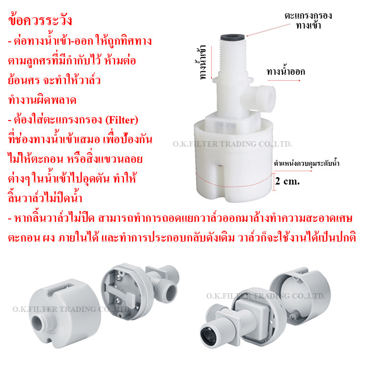 วาล์วควบคุมระดับน้ำอัตโนมัติ 3/4 นิ้ว (6 หุน) JUNY (Top Inlet)