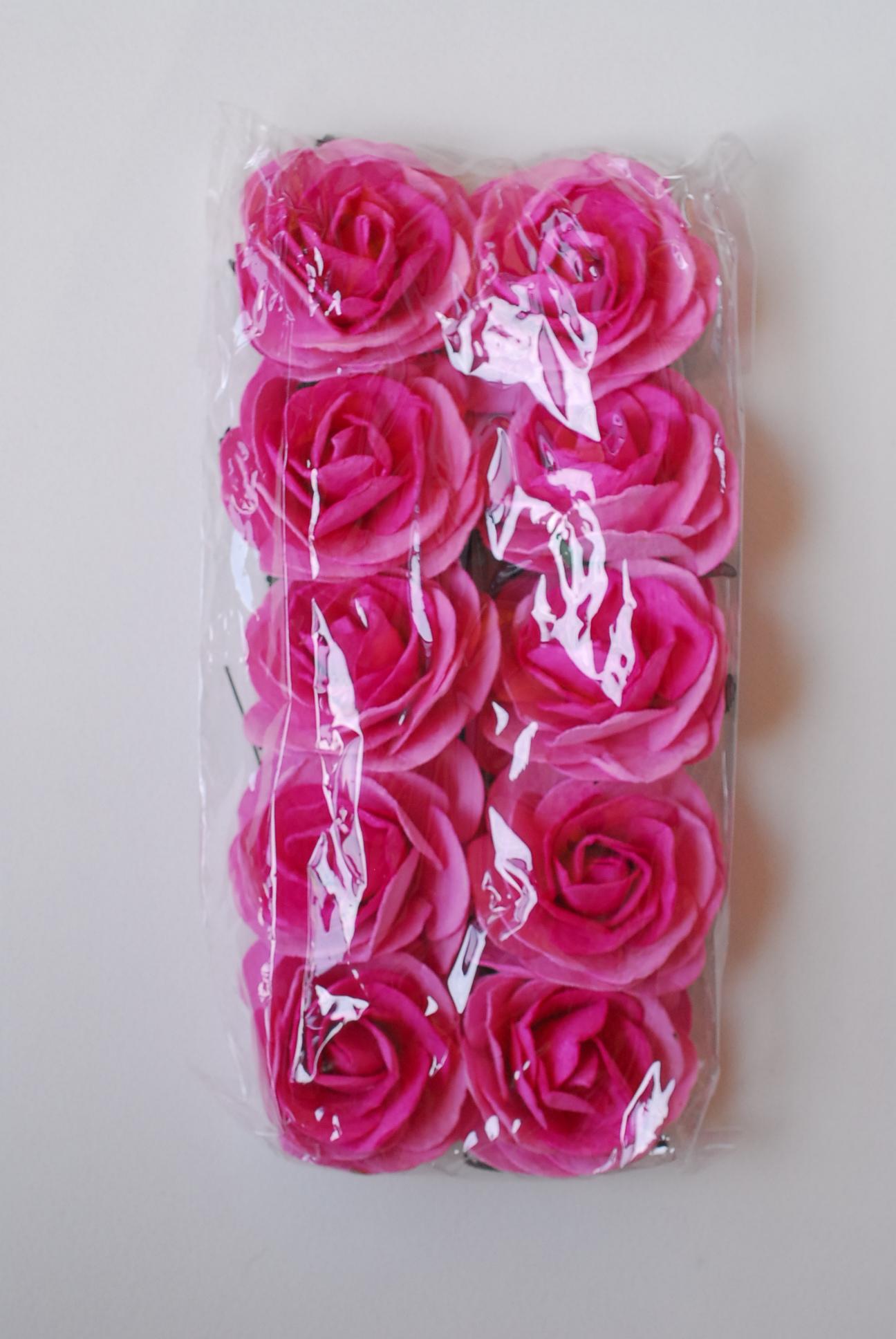 ดอกไม้กระดาษสา ดอกไม้กุหลาบกระดาษ ดอกกุหลาบกระดาษ ขนาด 6.5 cm., สำหรับของชำร่วย, งานแต่งงาน, สีชมพู2tone Paper flower,10 Pieces mulberry rose, 6.5 cm. pink2tone color