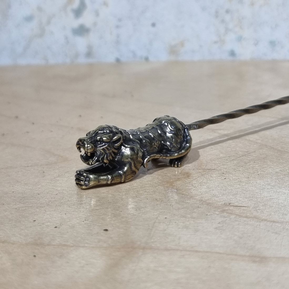 [1007] ไม้แยงทองเหลือง 12cm ลาย Vintage เข็มเกลียว cigar pass accessories smoking set