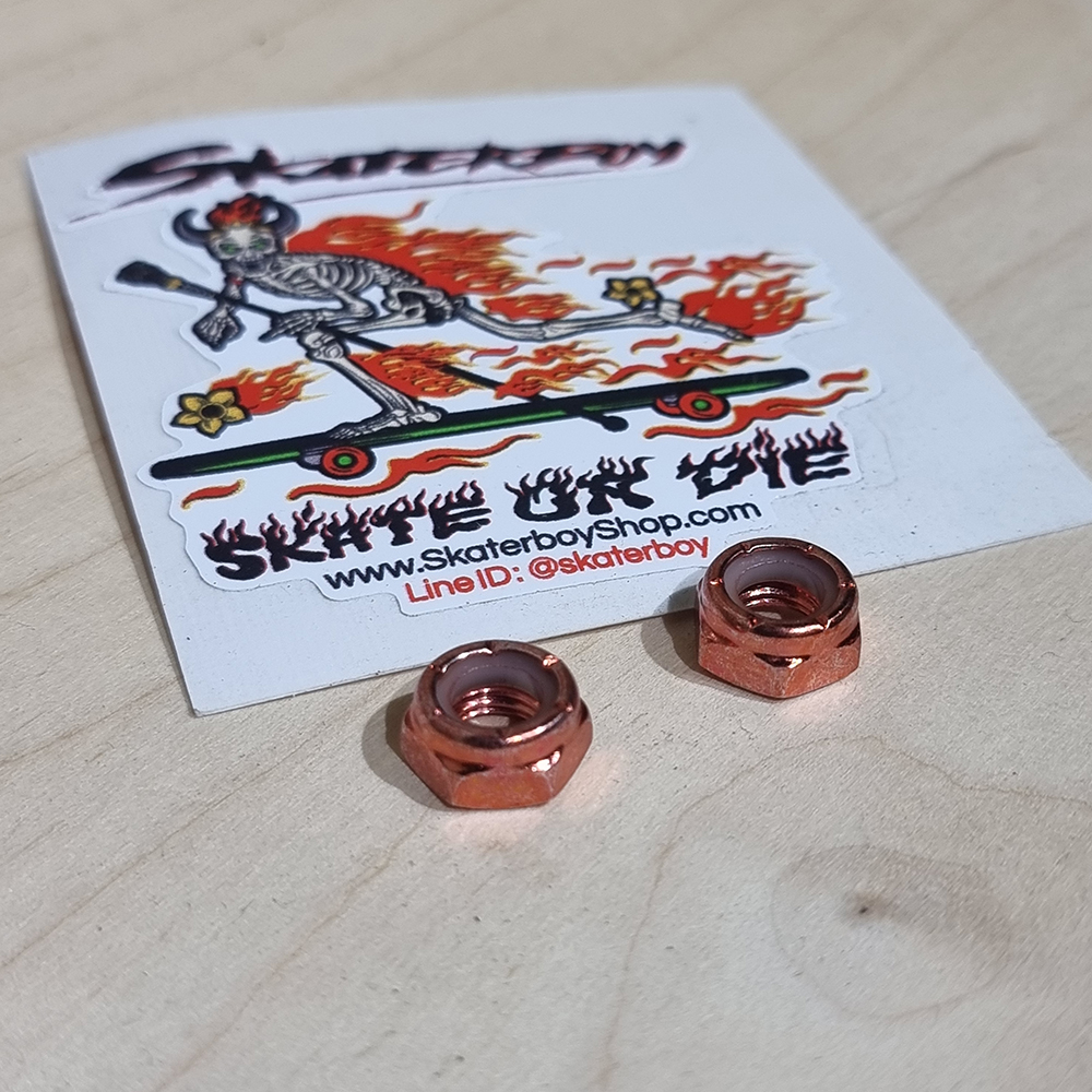 [0318] น็อตยึดล้อสเก็ตบอร์ดติดทรัค ตัวเมียแต่ง ชุบสีโลหะเงา 5สี E-Coating nut carbon steel